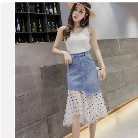 Polka Dot mesh debunk patchwork tulle skirt size L - Picture 2 of 4